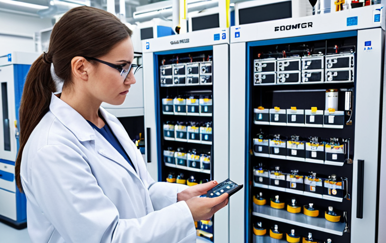 **Prompt 1:** A specialist in energy storage systems working in a modern laboratory, surrounded by batteries, diagrams, and advanced equipment. Focus on the technological innovation and the role of this expert in ensuring a stable energy future. Style: Clean, futuristic, and professional.