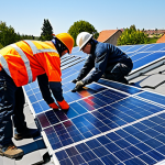 Home 17 신재생에너지발전설비 필기시험 기출문제 분석 - Solar Panel Installation**
"A team of professional solar panel installers on a rooftop, fully cloth...
