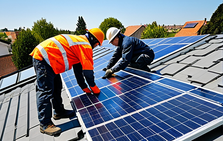 신재생에너지발전설비 필기시험 기출문제 분석 - Solar Panel Installation**
"A team of professional solar panel installers on a rooftop, fully cloth...